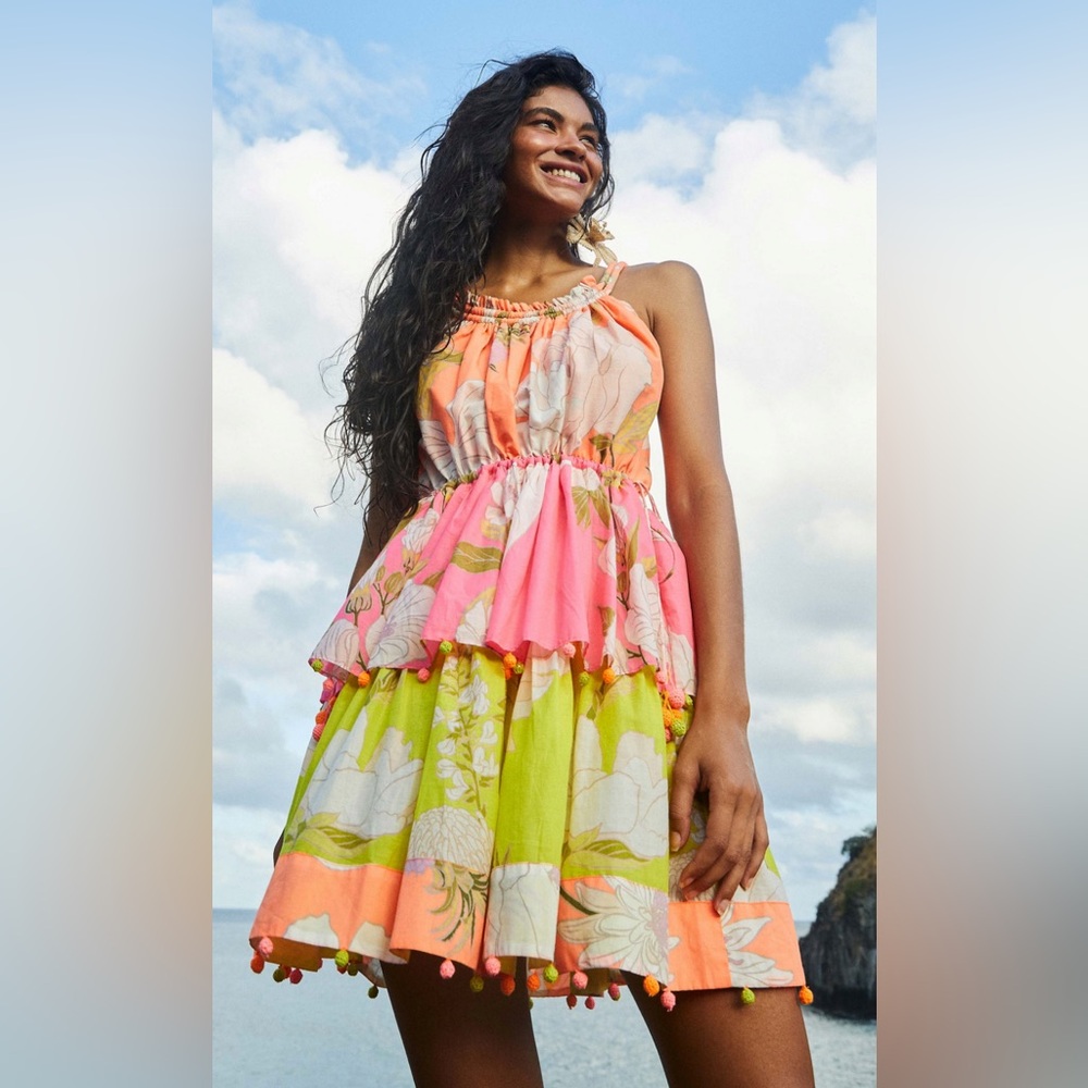 FARM RIO MIXED NEON GARDEN MINI DRESS 
Size Small